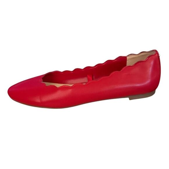 Sam & Libby Women's Red Scalloped Ballet Flats Size 8.5 Casual Shoes - Picture 5 of 9